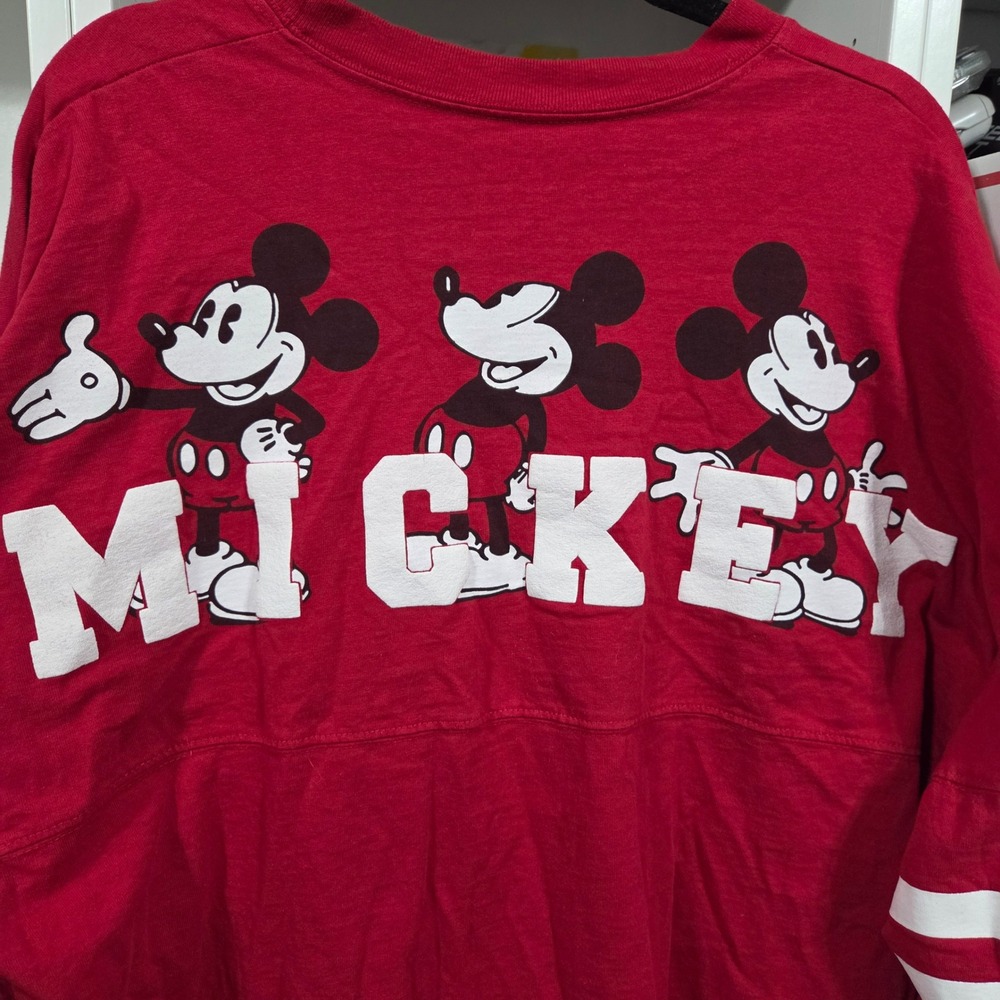 Disney Spirit Jersey Mickey Mouse Long Sleeve Shirt Red Mens XL Made in USA - Picture 3 of 8